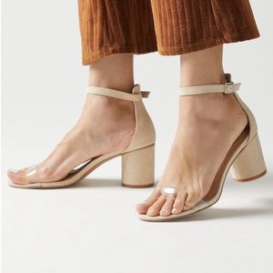 UO Urban Outfitters PVC Nude Ankle Strap Heels 10